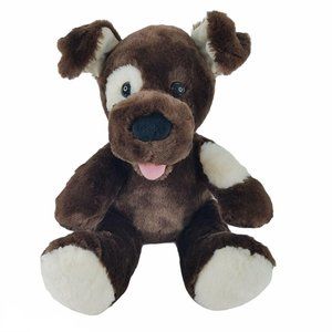 Build a Bear Dog Plush Lil Fudge Dark Brown 11 inch Eye Patch Spot Tongue BABW